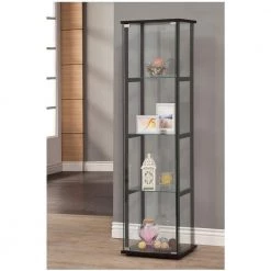 4-Shelf Glass Curio Cabinet Black and Clear by Coaster Home Furnishings -Coaster Home Furnishings Shop black coaster home furnishings bookcases bookshelves 950171ii c3 1000