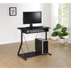 30 in. Rectangular Black Computer Desk with Keyboard Tray by Coaster Home Furnishings -Coaster Home Furnishings Shop black coaster home furnishings computer desks 800217 31 1000