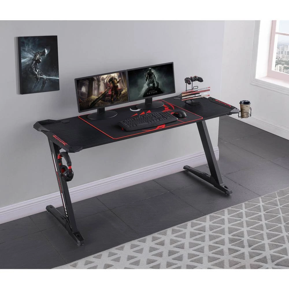 Brocton 60 in. Z-Shaped Black Gaming Computer Desk with LED Lighting and Cup Holder by Coaster Home Furnishings 9 Brocton 60 in. Z-Shaped Black Gaming Computer Desk with LED Lighting and Cup Holder by Coaster Home Furnishings - Image 7