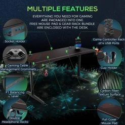 Tarnov 60 in. Rectangular Black Gaming Computer Desk with USB Ports and Cup Holder by Coaster Home Furnishings 14 Tarnov 60 in. Rectangular Black Gaming Computer Desk with USB Ports and Cup Holder by Coaster Home Furnishings -Coaster Home Furnishings Shop black coaster home furnishings computer desks 802436 1f 1000