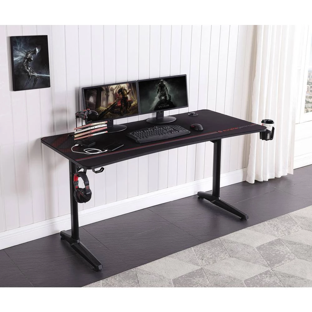 Tarnov 60 in. Rectangular Black Gaming Computer Desk with USB Ports and Cup Holder by Coaster Home Furnishings 9 Tarnov 60 in. Rectangular Black Gaming Computer Desk with USB Ports and Cup Holder by Coaster Home Furnishings - Image 7