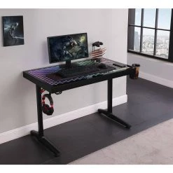 Avoca 43.25 in. Rectangular Black Gaming Computer Desk with LED Lighting by Coaster Home Furnishings -Coaster Home Furnishings Shop black coaster home furnishings computer desks 802439 31 1000