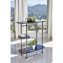 41 in. H Oval Black Nickel and Black Oak Wood Top Bar Table with Metal Frame (Seats 4) by Coaster Home Furnishings -Coaster Home Furnishings Shop black nickel and black oak coaster home furnishings bar tables 182527 31 1000