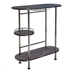 41 in. H Oval Black Nickel and Black Oak Wood Top Bar Table with Metal Frame (Seats 4) by Coaster Home Furnishings