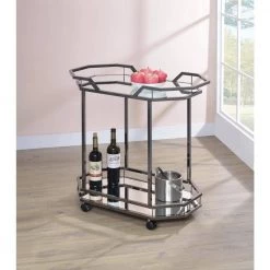 2-tier Mirrored Serving Cart Black Nickel by Coaster Home Furnishings -Coaster Home Furnishings Shop black nickel and clear coaster home furnishings bar carts 181051 31 1000