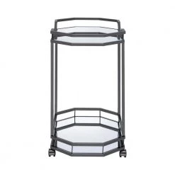2-tier Mirrored Serving Cart Black Nickel by Coaster Home Furnishings -Coaster Home Furnishings Shop black nickel and clear coaster home furnishings bar carts 181051 4f 1000