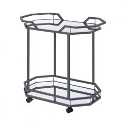 2-tier Mirrored Serving Cart Black Nickel by Coaster Home Furnishings