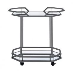2-tier Mirrored Serving Cart Black Nickel by Coaster Home Furnishings -Coaster Home Furnishings Shop black nickel and clear coaster home furnishings bar carts 181051 c3 1000