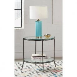 25.5 in. Black Nickel and Clear Round Glass End Table with Lower Shelf by Coaster Home Furnishings -Coaster Home Furnishings Shop black nickel and clear coaster home furnishings end side tables 723267 31 1000