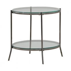 25.5 in. Black Nickel and Clear Round Glass End Table with Lower Shelf by Coaster Home Furnishings