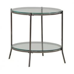 25.5 in. Black Nickel and Clear Round Glass End Table with Lower Shelf by Coaster Home Furnishings -Coaster Home Furnishings Shop black nickel and clear coaster home furnishings end side tables 723267 c3 1000