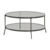 38.75 in. Black Nickel and Clear Round Glass Coffee Table with Storage Shelf by Coaster Home Furnishings -Coaster Home Furnishings Shop black nickel clear coaster home furnishings coffee tables 723268 64 1000