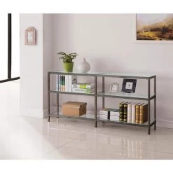 26.75in Black Nickel Metal 4-Shelf Bookcase by Coaster Home Furnishings -Coaster Home Furnishings Shop black nickel coaster home furnishings bookcases bookshelves 801018 31 1000