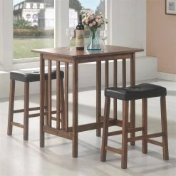 3-Piece Nut Brown and Black Wood Top Dining Set by Coaster Home Furnishings -Coaster Home Furnishings Shop black nut brown coaster home furnishings dining room sets 130004 31 1000