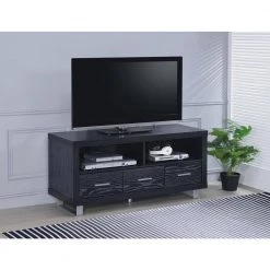 47.25in. Black Oak TV Console with 3 Drawers Fits TV's up to 50in. by Coaster Home Furnishings -Coaster Home Furnishings Shop black oak and silver coaster home furnishings tv stands 700644 31 1000