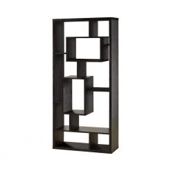 67 in. Black Oak Wood 10-Shelf Geometric Bookcase by Coaster Home Furnishings