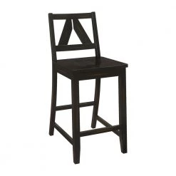 Bairn 37.5 in. H Black V-Back Wood Frame Counter Stool (Set of 2) by Coaster Home Furnishings