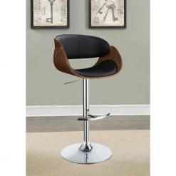 37.5 in. Black and Chrome Low Back Wood Frame Adjustable Bar Stool with Faux Leather Seat by Coaster Home Furnishings -Coaster Home Furnishings Shop black walnut and chrome coaster home furnishings bar stools 104965 31 1000