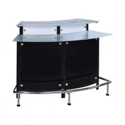 44 in. H Black Curved Back Metal Frame and Frosted Glass Top Bar Unit by Coaster Home Furnishings
