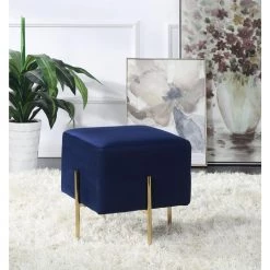Blue and Brass Upholstered Ottoman by Coaster Home Furnishings -Coaster Home Furnishings Shop blue and brass coaster home furnishings ottomans 910230 31 1000