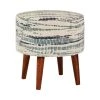 16 in. Blue and White Backless Wood Frame Round Accent Stool by Coaster Home Furnishings -Coaster Home Furnishings Shop blue and white coaster home furnishings bar stools 918493 64 1000