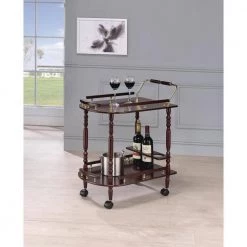 Serving Cart with Brass Accents Merlot and Brass by Coaster Home Furnishings -Coaster Home Furnishings Shop brass coaster home furnishings bar carts 3512 1f 1000