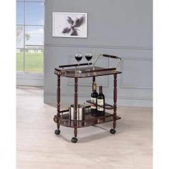 Serving Cart with Brass Accents Merlot and Brass by Coaster Home Furnishings -Coaster Home Furnishings Shop brass coaster home furnishings bar carts 3512 31 1000