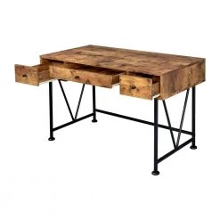 Analiese 23.5 in. Antique Nutmeg 3-Drawer Home Office Writing Desk by Coaster Home Furnishings -Coaster Home Furnishings Shop brown and black coaster home furnishings writing desks ch 801541 77 1000