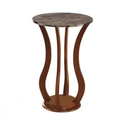 18 in. Brown Round Faux Marble Accent Table with Bottom Shelf by Coaster Home Furnishings -Coaster Home Furnishings Shop brown coaster home furnishings end side tables 900926 c3 1000