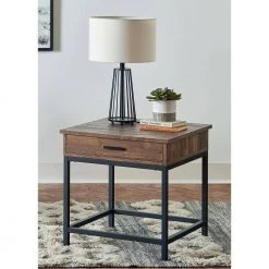 23.5 in. Brown Oak and Sandy Black Square Wood End Table with Drawer by Coaster Home Furnishings -Coaster Home Furnishings Shop brown oak and sandy black coaster home furnishings end side tables 723777 31 1000