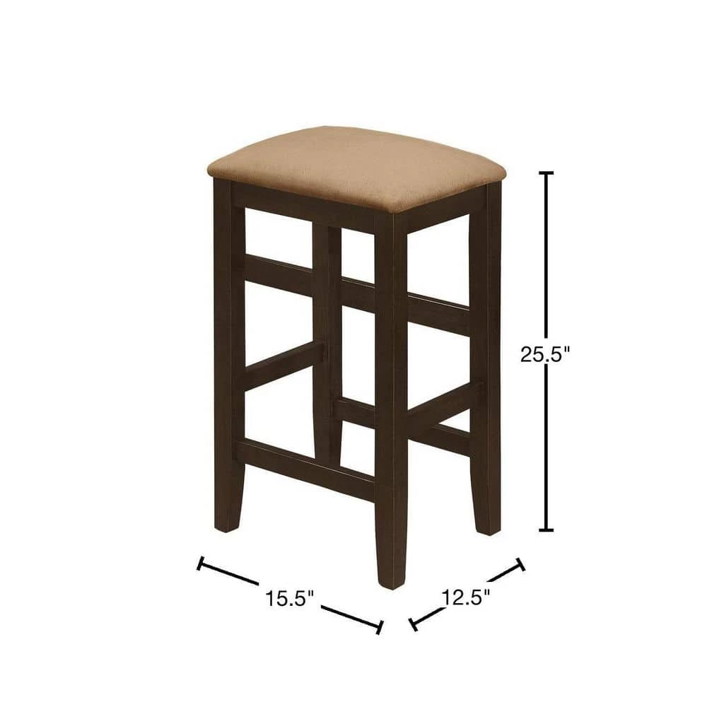 Carmina 25.5 in. H Cappuccino Backless Wood Frame Counter Stool with Fabric Seat (Set of 4) by Coaster Home Furnishings 5 Carmina 25.5 in. H Cappuccino Backless Wood Frame Counter Stool with Fabric Seat (Set of 4) by Coaster Home Furnishings - Image 3