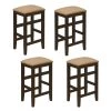 Carmina 25.5 in. H Cappuccino Backless Wood Frame Counter Stool with Fabric Seat (Set of 4) by Coaster Home Furnishings -Coaster Home Furnishings Shop cappuccino and beige coaster home furnishings bar stools 193479 64 1000