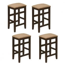 Carmina 25.5 in. H Cappuccino Backless Wood Frame Counter Stool with Fabric Seat (Set of 4) by Coaster Home Furnishings
