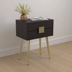 18 in. Cappuccino and Matte Brass Rectangle Wood Accent Table with 2-Drawers by Coaster Home Furnishings 19 18 in. Cappuccino and Matte Brass Rectangle Wood Accent Table with 2-Drawers by Coaster Home Furnishings -Coaster Home Furnishings Shop cappuccino and matte brass coaster home furnishings end side tables 931195 31 1000