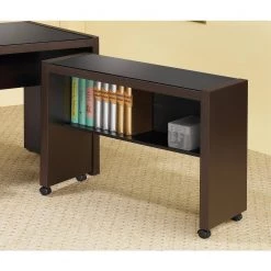 Skylar Cappuccino Glass Top Mobile Return with Storage Shelf and Casters by Coaster Home Furnishings -Coaster Home Furnishings Shop cappuccino coaster home furnishings accent cabinets 800902 31 1000