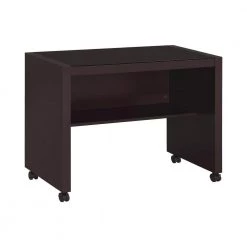 Skylar Cappuccino Glass Top Mobile Return with Storage Shelf and Casters by Coaster Home Furnishings