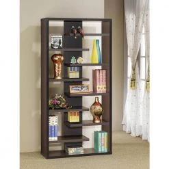 70.75 in. Cappuccino Wood 8-Shelf Bookcase by Coaster Home Furnishings -Coaster Home Furnishings Shop cappuccino coaster home furnishings bookcases bookshelves 800265 31 1000