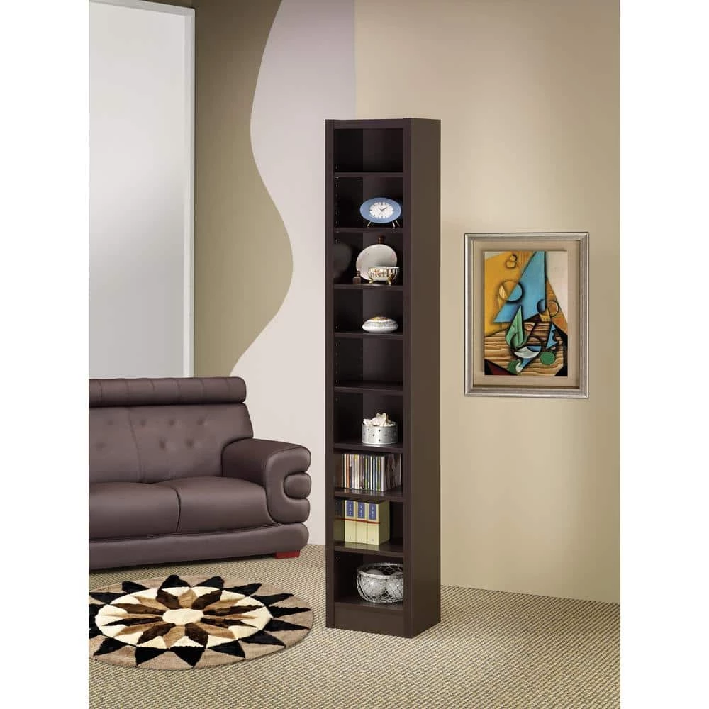 Narrow 70.75 in. Cappuccino 9-Shelf Bookcase by Coaster Home Furnishings 7 Narrow 70.75 in. Cappuccino 9-Shelf Bookcase by Coaster Home Furnishings - Image 5