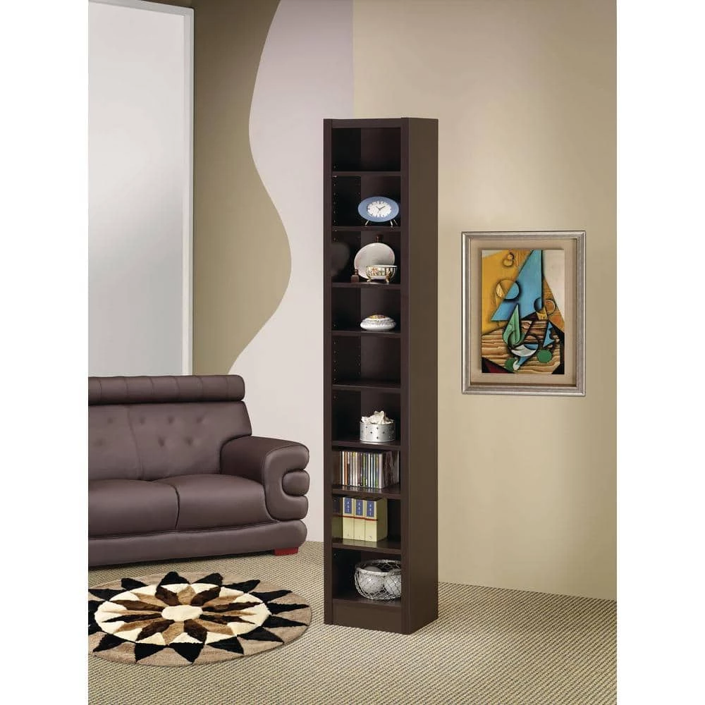 Narrow 70.75 in. Cappuccino 9-Shelf Bookcase by Coaster Home Furnishings 6 Narrow 70.75 in. Cappuccino 9-Shelf Bookcase by Coaster Home Furnishings - Image 4