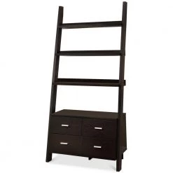 72 in. Cappuccino Wood 4-shelf Ladder Bookcase with Open Back by Coaster Home Furnishings