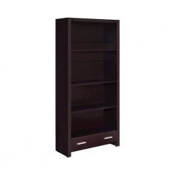 Skylar 70.75 in. Cappuccino Wood 5-Shelf Bookcase with Storage Drawer by Coaster Home Furnishings