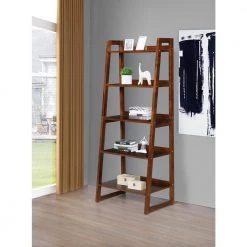 63.5 in. Cappuccino Wood 5-Shelf Modern Ladder Bookcase by Coaster Home Furnishings -Coaster Home Furnishings Shop cappuccino coaster home furnishings bookcases bookshelves 805723 31 1000