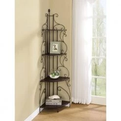 73.5 in. Cappuccino/Copper Metal 4-shelf Corner Bookcase with Open Storage by Coaster Home Furnishings -Coaster Home Furnishings Shop cappuccino coaster home furnishings bookcases bookshelves 910038 1f 1000