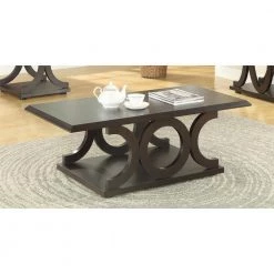 48 in. Cappuccino Large Rectangle Wood Coffee Table with Shelf by Coaster Home Furnishings -Coaster Home Furnishings Shop cappuccino coaster home furnishings coffee tables 703148 31 1000