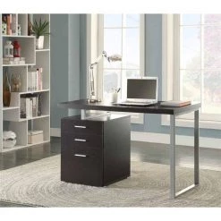 48 in. Rectangular Cappuccino 3 Drawer Computer Desk with File Storage by Coaster Home Furnishings -Coaster Home Furnishings Shop cappuccino coaster home furnishings computer desks 800519 1f 1000