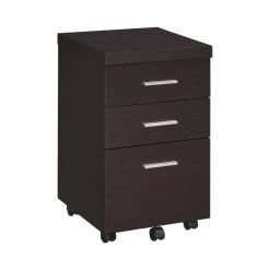 Skylar Cappuccino File Cabinet with 3-Drawers and Casters by Coaster Home Furnishings