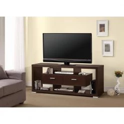 59 in. Cappuccino TV Console with 2-Drawer Fits TV's up to 64 in. by Coaster Home Furnishings -Coaster Home Furnishings Shop cappuccino coaster home furnishings tv stands 700112 31 1000