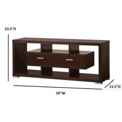 59 in. Cappuccino TV Console with 2-Drawer Fits TV's up to 64 in. by Coaster Home Furnishings -Coaster Home Furnishings Shop cappuccino coaster home furnishings tv stands 700112 c3 1000