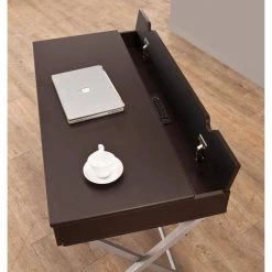 Olsen 47.25 in. Rectangular Cappuccino and Silver 2-Drawer Connect-it Writing Desk with Lift Top by Coaster Home Furnishings -Coaster Home Furnishings Shop cappuccino coaster home furnishings writing desks 800117 77 1000