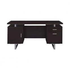 Glavan 60 in. Rectangular Cappuccino 1-Drawer Office Writing Desk with File Cabinet by Coaster Home Furnishings -Coaster Home Furnishings Shop cappuccino coaster home furnishings writing desks 801521 c3 1000